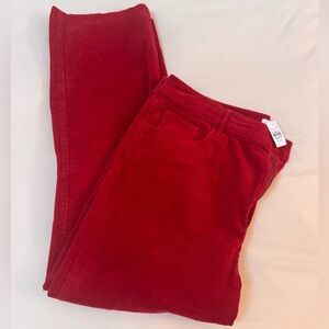Loft Red Curvy Straight Corduroy Pants